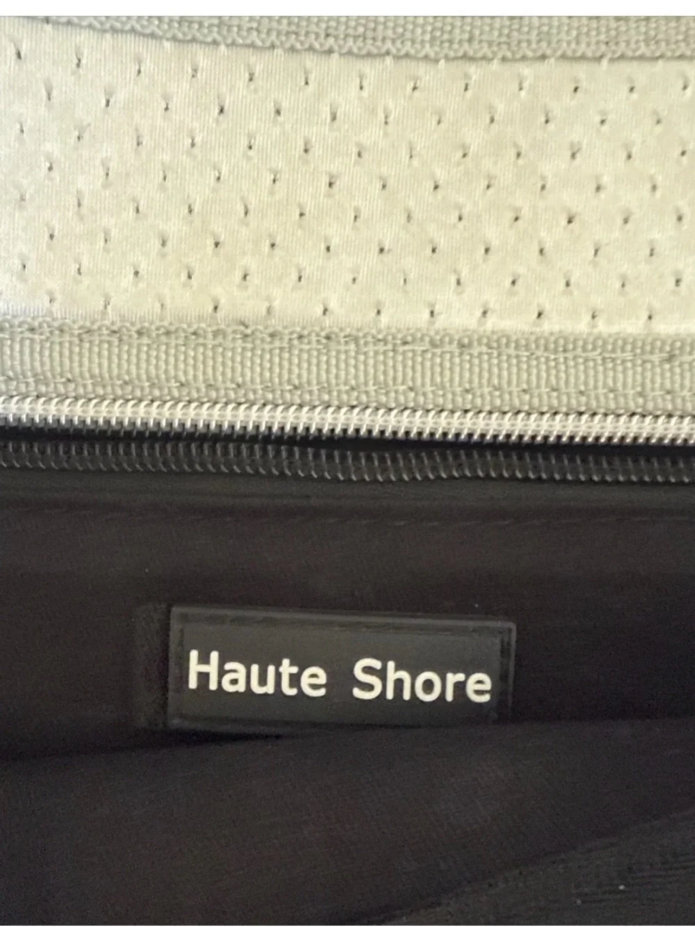 HAUTE SHORE Silver Crossbody with Gray Stripe Detail